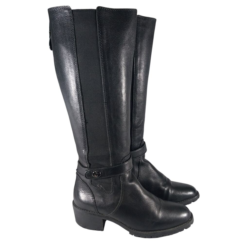 Coach Black Leather Knee-High Heeled Boots